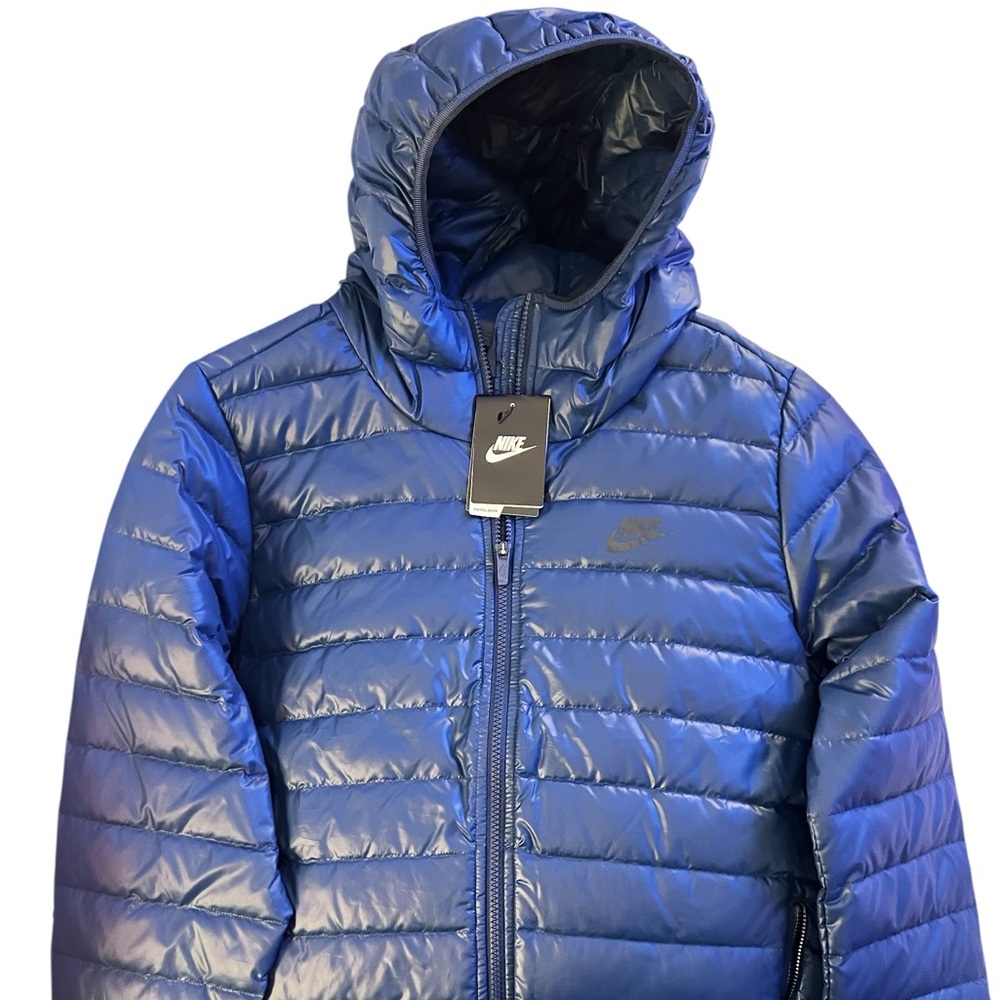 Nike Shiny Blue Hooded Puffer Jacket
